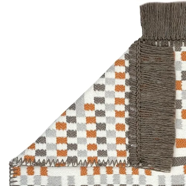 Lovely Turuncu Kilim Halı Çift Taraflı Makinede Yıkanabilir Banyo Mutfak Balkon Kilimi
