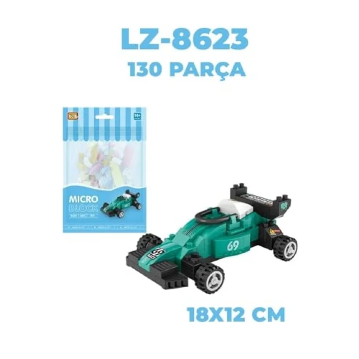 Loz Micro Block 2li Yarış Seti Araba Motor 2 Farklı Model Dekoratif Oyuncak Yapım Seti Yapı Blok Seti