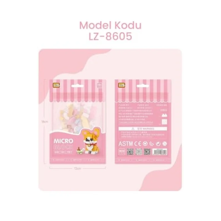 Loz Micro Block 4lü Sevimli Hayvan Seti 4 Farklı Model Dekoratif Oyuncak Yapım Seti Yapı Blok Seti