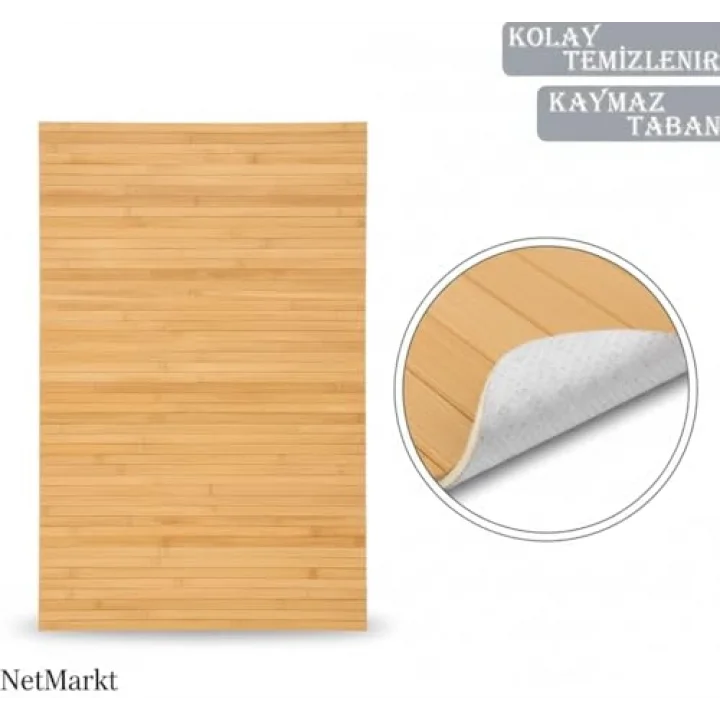 Lüks Bambu Banyo Paspası & Mutfak Matı | Kaydırmaz Tabanlı, Suya Dayanıklı | Çamaşır Makinesi Üstü Dekoratif Örtü Olarak Kullanılabilir | Doğal Ahşap Görünümlü
