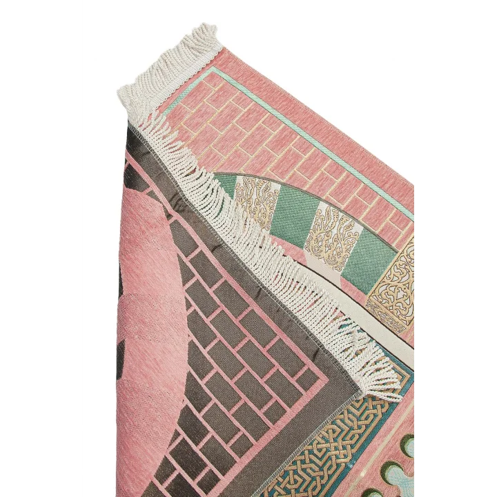 Lüks Mihrap Desenli Şönil Dokuma Seccade Pembe
