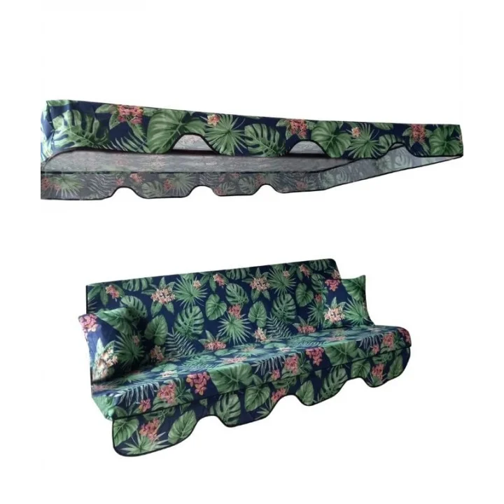 LÜKS SALINCAK KILIF SETİ MİNDERSİZ 3 KİŞİLİK YAPRAK DESEN 164X47 CM