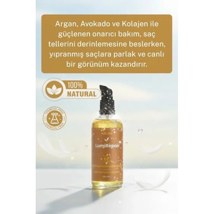 LumiRepair Onarıcı & Parlaklık 100 ml - Argan & Avokado Saç Bakım Yağı