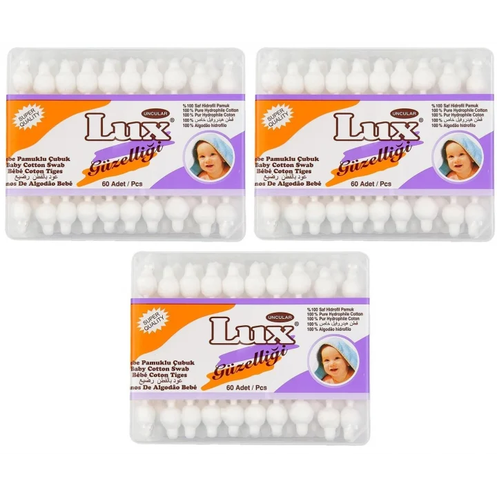 LUX Bebe Pamuklu Çubuk 60lı x 3Paket