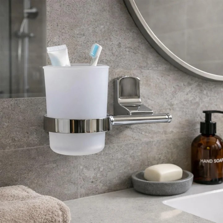 Lüx Diş Fırçalık Vidalı Krom Paslanmaz Banyo Aksesuarı Duvara Monte Sağlam Yapı Modern Tasarım