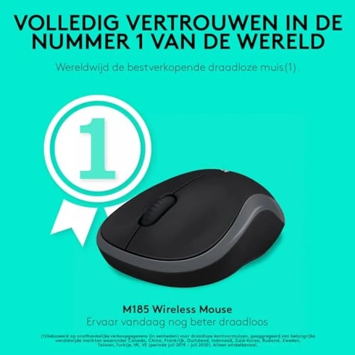 M185 Kablosuz Mouse, 1.000 DPI Optik Sensör, Sağ ve Sol Elle Kullanıma Uygun, 10 m Kullanım Mesafesi, 12 Ay Pil Ömrü, Gri