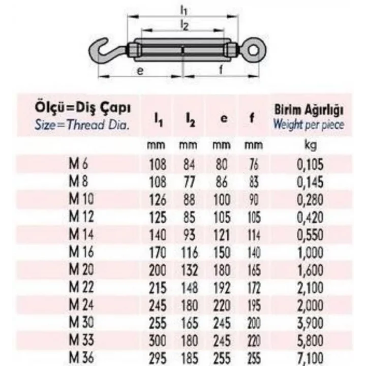 Mey İthalat® M6 Çektirme ( 4 Adet )