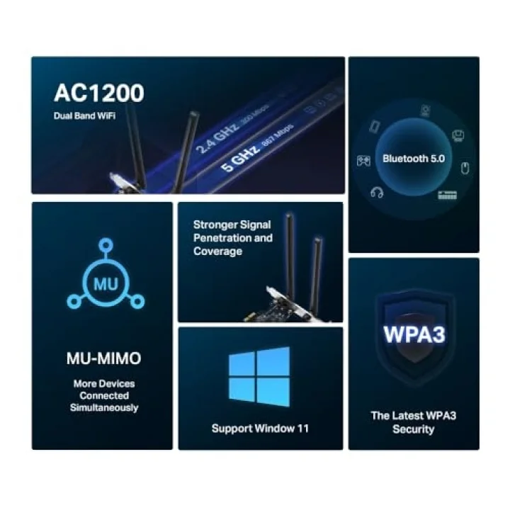 MA30E, AC1200MBPS Ikisi Bir Arada Wi-Fi 5 & Bluetooth 5.0 Pcıe Ağ Kartı