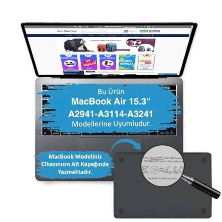 MacBook Air 15.3 İnç Kılıf A2941 M2 A3114 M3 A3241 M4 A3448 M5 Uyumlu Kristal Parlak Hard Case Şeffaf TPU Sert Kapak İnce Hafif Çizik Darbe Koruyucu Siyah
