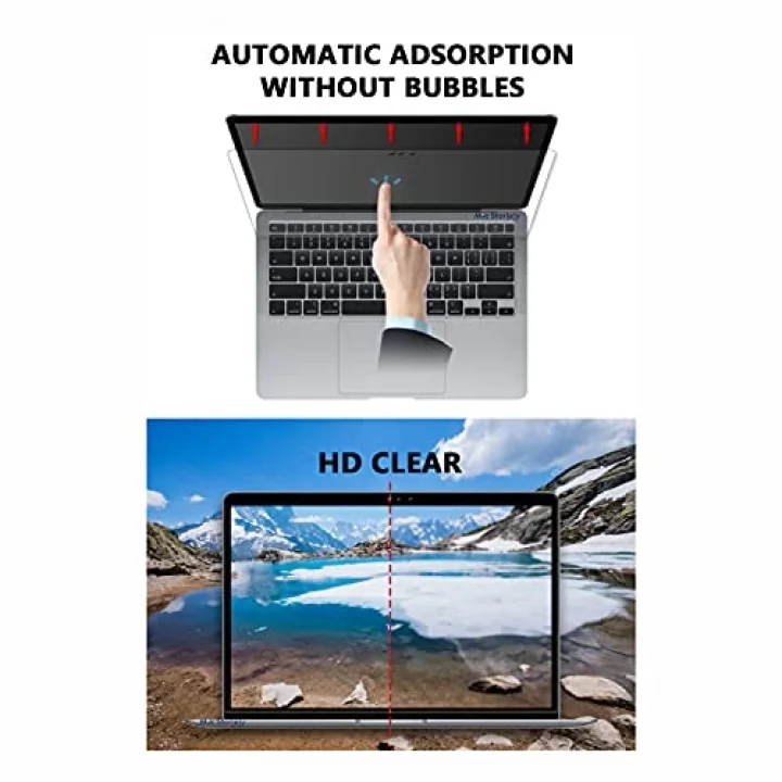 MacBook Air M1 13 ve MacBook Pro M1-M2 13 inç Uyumlu Parlak Şeffaf Ekran Koruyucu Net Görüntü Retina Uyum Touch Bar Touch ID Destekli Şeffaf