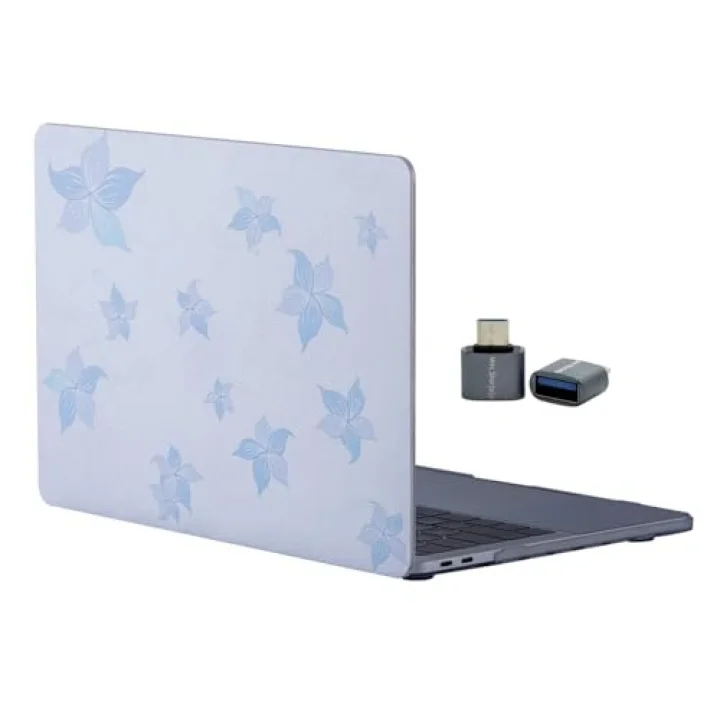 MacBook Pro 13 Çiçek Desenli Kılıf A1706 A1708 A1989 A2159 A2251 A2289 A2338 M1 M2 Uyumlu Baskılı Sert Kılıf İnce Hafif Koruyucu Kapak Açık Mavi