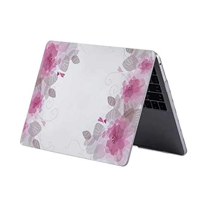MacBook Pro 13 Çiçek Desenli Kılıf A1706 A1708 A1989 A2159 A2251 A2289 A2338 M1 M2 Uyumlu Baskılı Sert Kılıf İnce Hafif Koruyucu Kapak Pembe