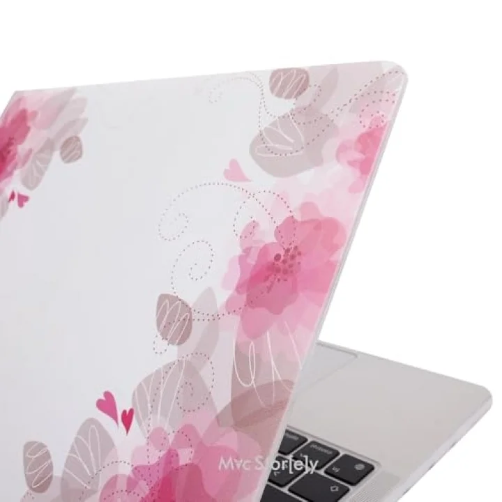 MacBook Pro 13 Çiçek Desenli Kılıf A1706 A1708 A1989 A2159 A2251 A2289 A2338 M1 M2 Uyumlu Baskılı Sert Kılıf İnce Hafif Koruyucu Kapak Pembe