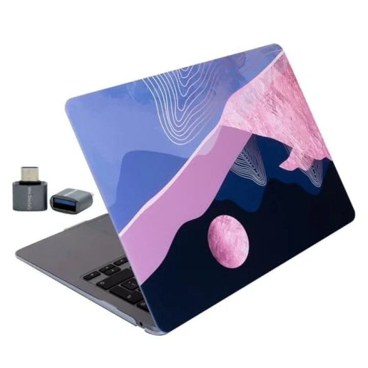 MacBook Pro 13 Dalga Desenli Kılıf A1706 A1708 A1989 A2159 A2251 A2289 A2338 M1 M2 Uyumlu Baskılı Kristal Sert Kılıf Koruyucu Kapak Pembe