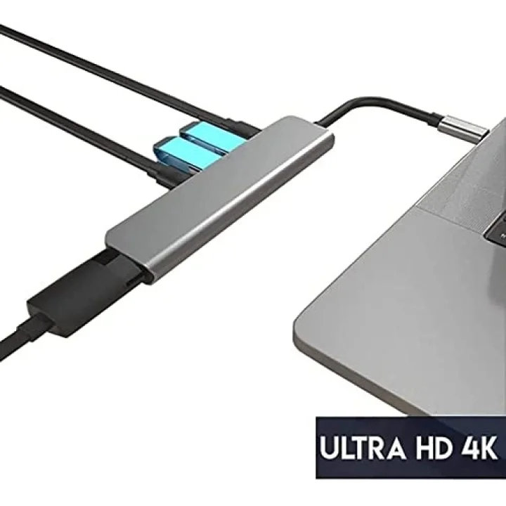 Macbook Pro Huawei Dell ile Uyumlu Type C to 4K HDMI + USB 3.0 + SD/tf + PD + Type-C, Taşınabilir 7in1 Adaptör