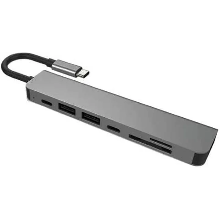Macbook Pro Huawei Dell ile Uyumlu Type C to 4K HDMI + USB 3.0 + SD/tf + PD + Type-C, Taşınabilir 7in1 Adaptör