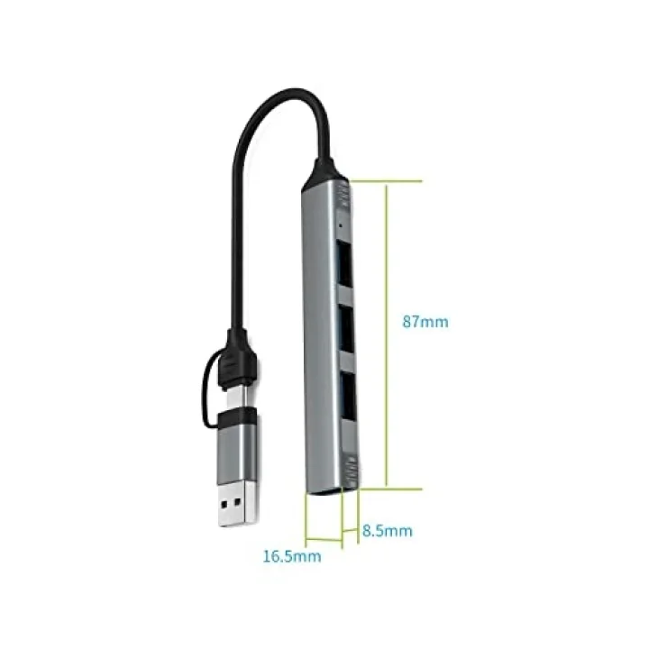 mAcbook Uyumlu Type-C & USB Çiftli 4port USB 3.0 Splitter 5 Gbps Çevirici Hub Adaptör