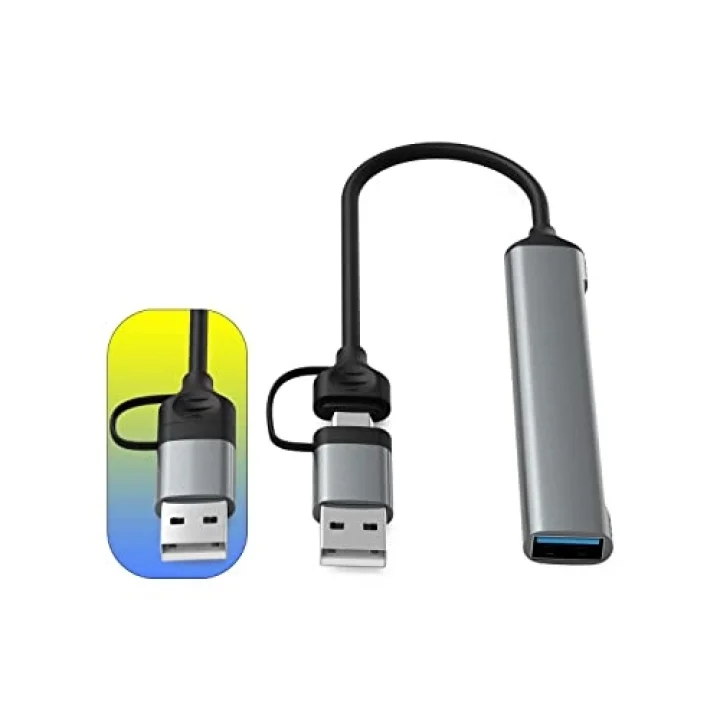 mAcbook Uyumlu Type-C & USB Çiftli 4port USB 3.0 Splitter 5 Gbps Çevirici Hub Adaptör