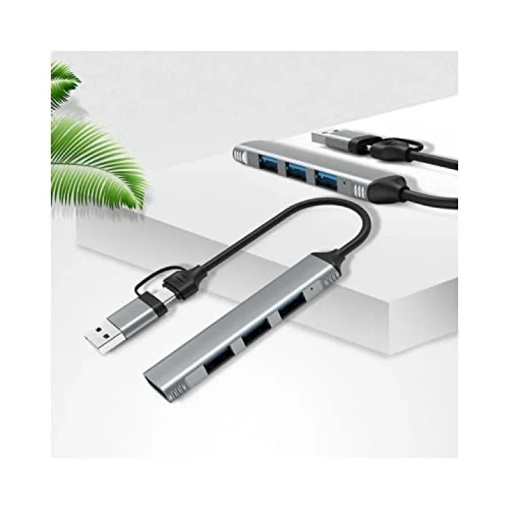 mAcbook Uyumlu Type-C & USB Çiftli 4port USB 3.0 Splitter 5 Gbps Çevirici Hub Adaptör