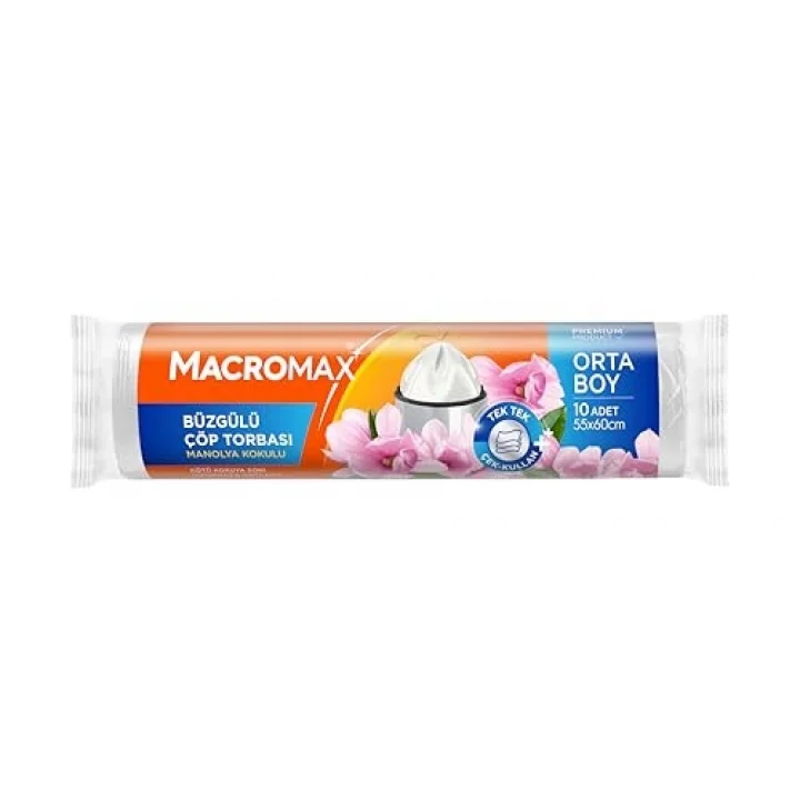 Macromax Büzgülü Manolya Çöp Torbası Orta Boy 10lu
