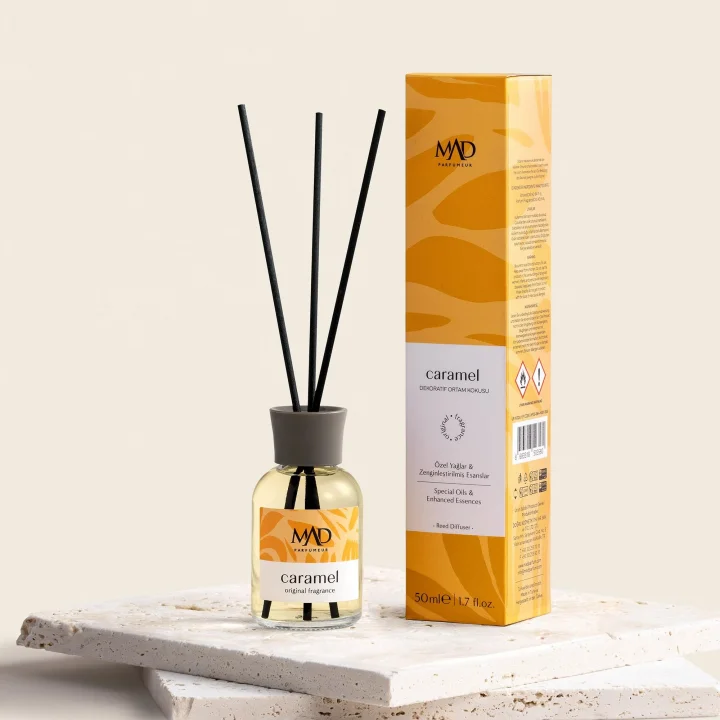 Mad Caramel Ortam Kokusu – Karamel, Tarçın ve Vanilya ile Tatlı, Baharatlı ve Sıcak-Bambu Çubuklu 50 Ml