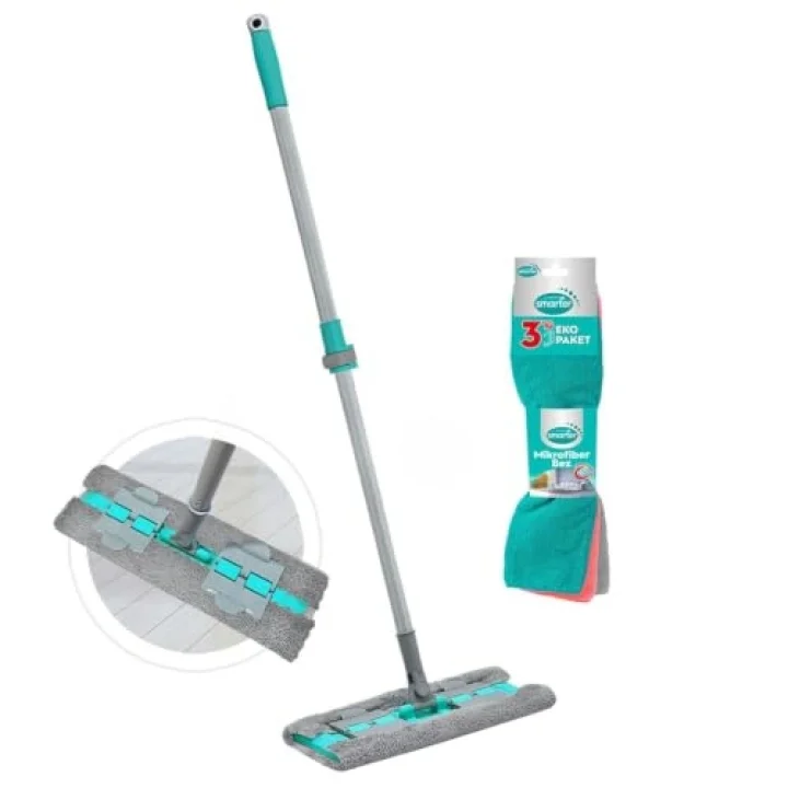 MAGIC MOP PASPAS + MİKROFİBER BEZ 3 LÜ TEMİZLİK BEZİ