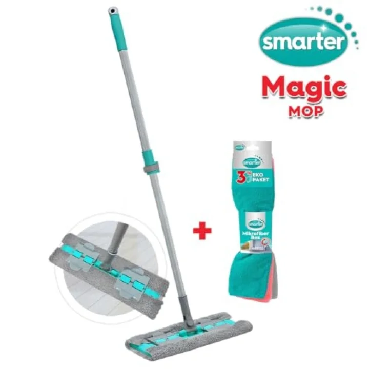 MAGIC MOP PASPAS + MİKROFİBER BEZ 3 LÜ TEMİZLİK BEZİ
