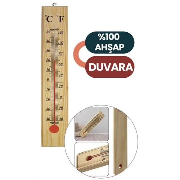 Mey İthalat® Termometre  - Ahşap Duvar Termometresi