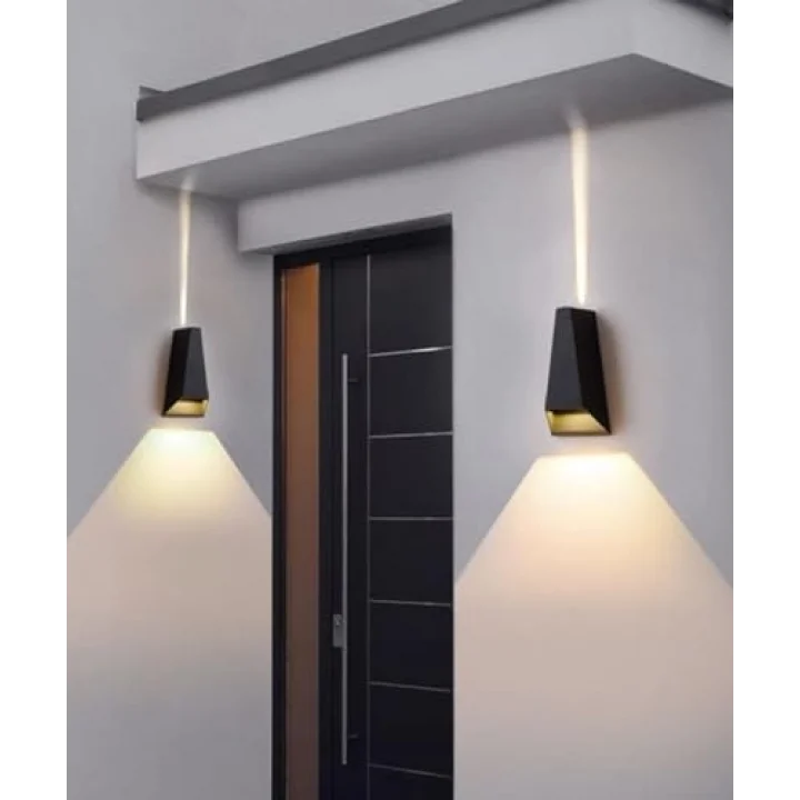 Malta Dekoratif Çift Yönlü LED Duvar Apliği - Siyah, IP54 Su Geçirmez, 3000K Gün Işığı, Cata İç ve Dış Mekan Desenli Duvar Bahçe Aydınlatma (2x3W)