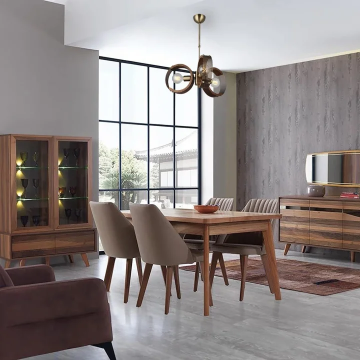 Manya 3lü Ahşapli Eskitme Avize 3 X E27