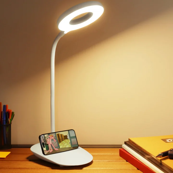 Masa Lambası Dokunmatik 3 Renk 24 Led Telefon Standlı Kademeli Çalışma Okuma Işığı Gece Lambası 10W