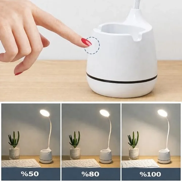 Masa Lambası Şarjlı Dokunmatik 24 LED’li, 3 Renk Modlu Ayarlanabilir Işık, USB Şarjlı, Esnek Gövde, Modern Masa ve Gece Lambası