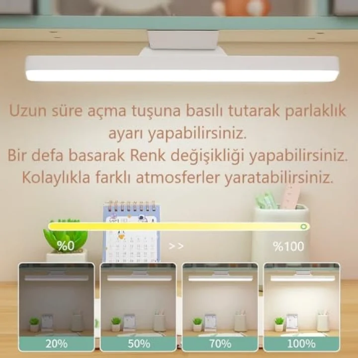 Masa Üstü Dokunmatik 3 Renkli Şarjlı Led Lamba Okuma Lambası