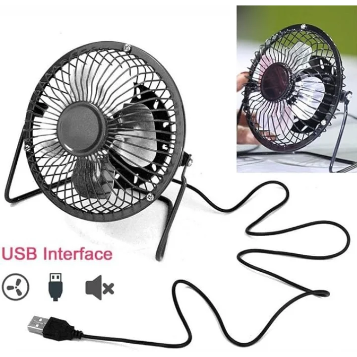Masa Üstü USB Fan Soğutucu Vantilatör Metal Serinletici Mini Vantilatör Siyah