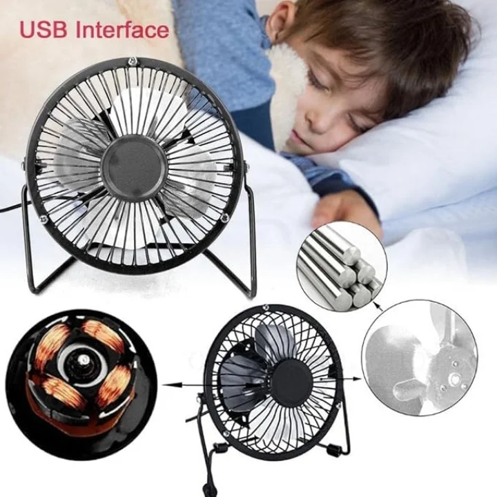 Masa Üstü USB Fan Soğutucu Vantilatör Metal Serinletici Mini Vantilatör Siyah