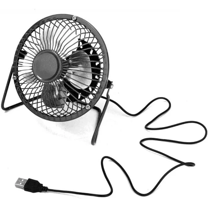 Masa Üstü USB Fan Soğutucu Vantilatör Metal Serinletici Mini Vantilatör Siyah