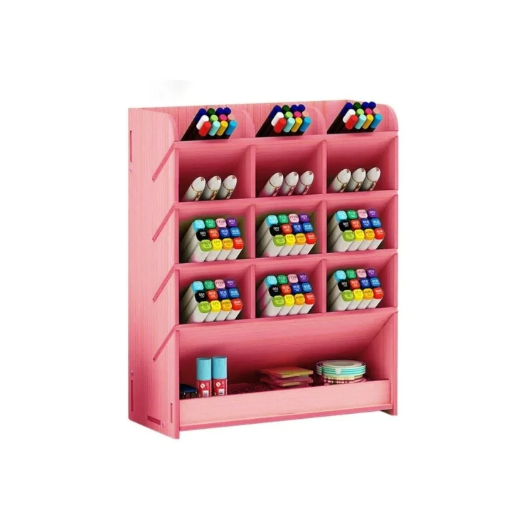 Masaüstü Kalemlik Organizer 12 Bölme Ofis Düzenleyici Pembe