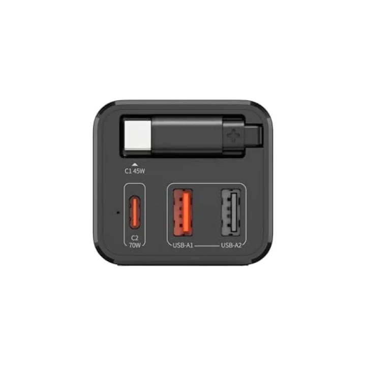 Masaüstü Priz Hızlı Şarj İstasyonu | 75W GaN 4000W AC Dahili USB-C Kablo 3 x USB PD PPS X6412
