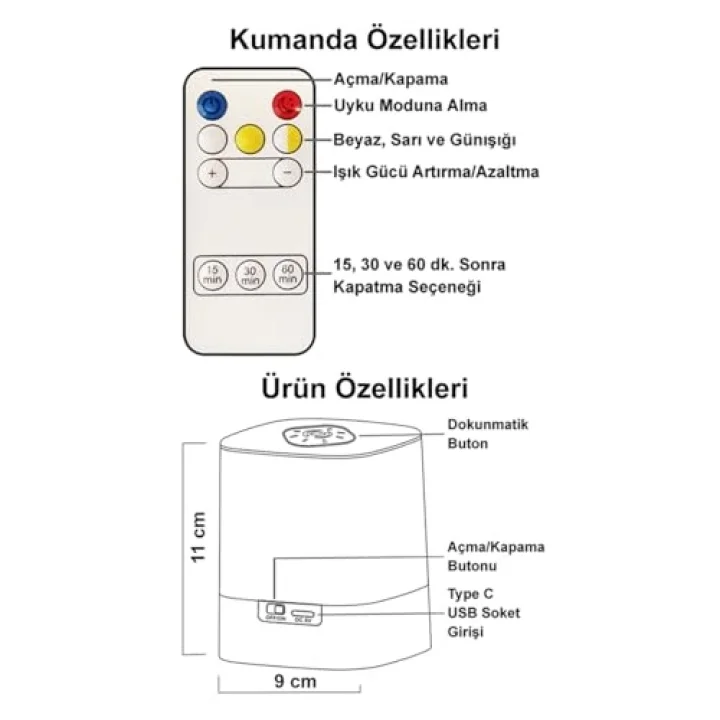 Masaüstü Şarjlı LED Aydınlatma - Gece Lambası/GT-CL09