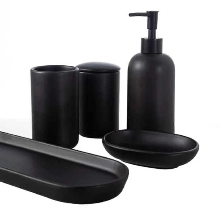 MAT SİYAH 5Lİ KUTULU BANYO SETİ