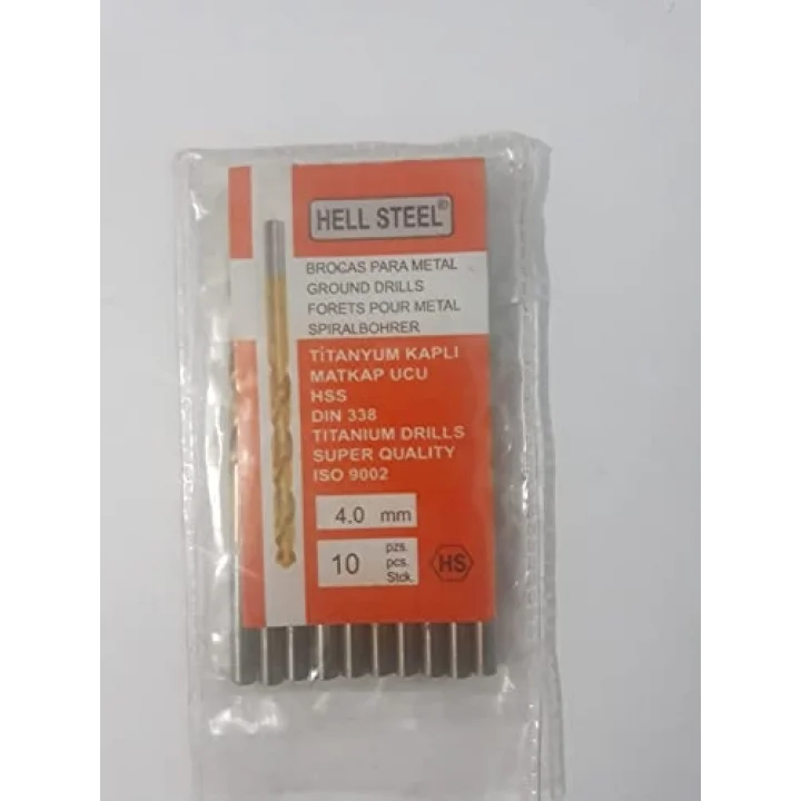 MATKAP UCU TİTANYUM KAPLAMA HSS HELL STEEL 4MM 20 ADET METAL AHŞAP