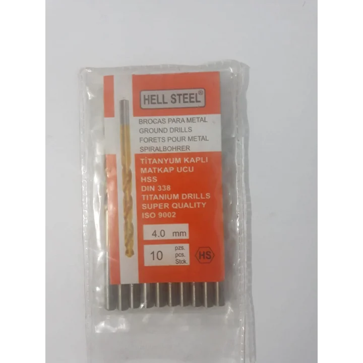MATKAP UCU TİTANYUM KAPLAMA HSS HELL STEEL 4MM 20 ADET METAL AHŞAP