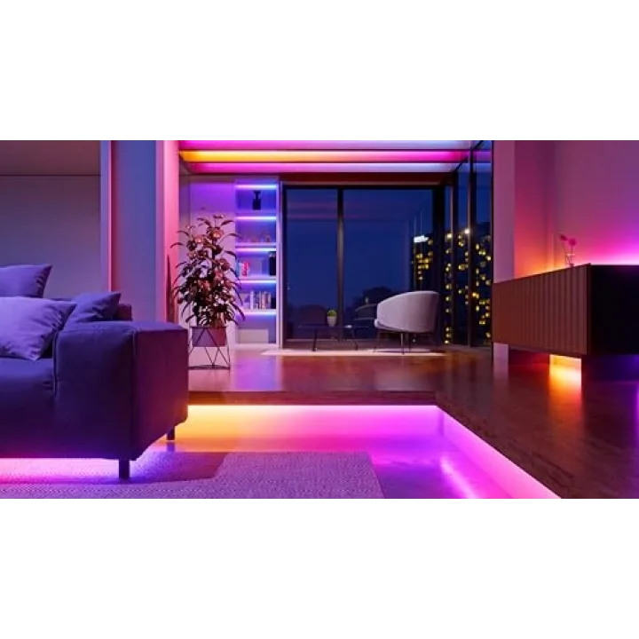Matter Essentials HD Işık Şeridi, 5m Adreslenebilir RGBIC LED Şerit – Akıllı, Wi-Fi ve Bluetooth Üzerinden Matter Destekli, 16 Milyon Renk; Alexa, Google ve Apple ile Uyumlu