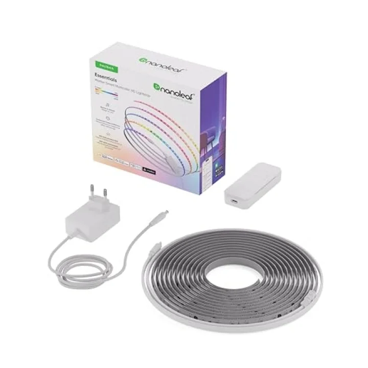 Matter Essentials HD Işık Şeridi, 5m Adreslenebilir RGBIC LED Şerit – Akıllı, Wi-Fi ve Bluetooth Üzerinden Matter Destekli, 16 Milyon Renk; Alexa, Google ve Apple ile Uyumlu