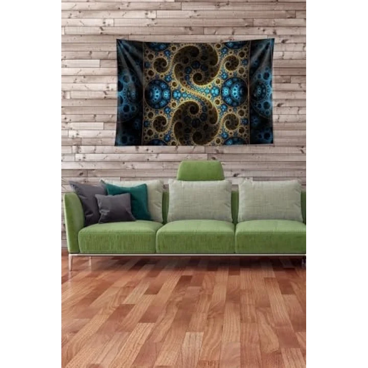 Mavi Hare Desenli Leke Tutmaz Kadife Kumaş Duvar Örtüsü Duvar Halısı Tapestry YWLL435, 70 x 100