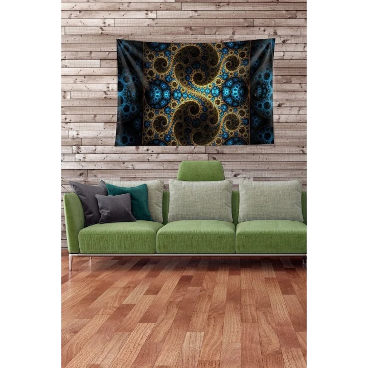 Mavi Hare Desenli Leke Tutmaz Kadife Kumaş Duvar Örtüsü Duvar Halısı Tapestry YWLL435, 70 x 100