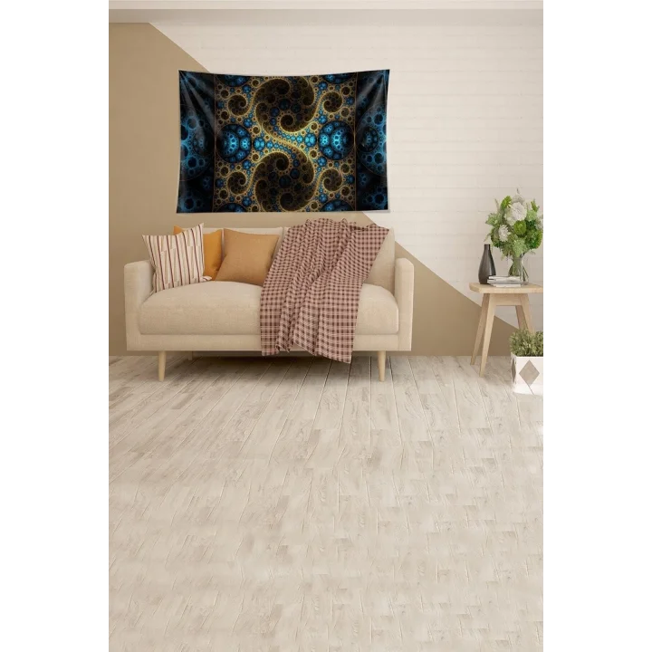 Mavi Hare Desenli Leke Tutmaz Kadife Kumaş Duvar Örtüsü Duvar Halısı Tapestry YWLL435, 70 x 100