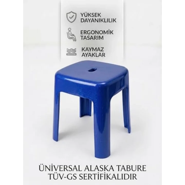 Mavi, Plastik Alaska Model Sağlam Tabure 36x36x46cm