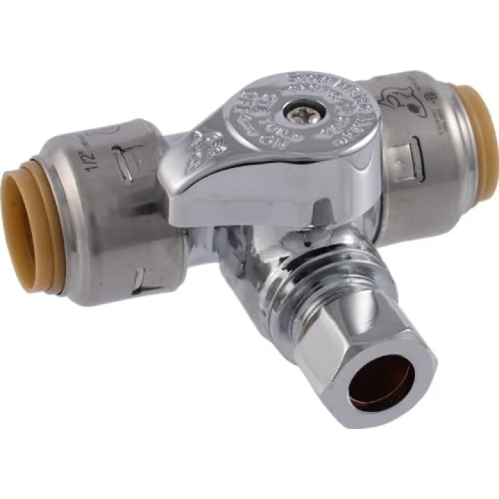Max 1/2 x 1/2 x 3/8 İnç Sıkıştırma Tee Durdurma Vanası, Pirinç Tesisat Bağlantı Elemanı, PEX Boru, Bakır, CPVC, PE-RT, HDPE, UR24984A