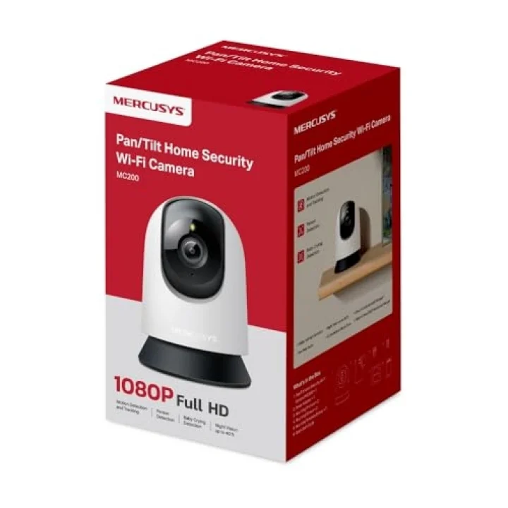 MC200 | 1080p Güvenlik Wi-Fi Kamerası | 360° Görüş | Gece Görüşü | Akıllı Hareket & Kişi Algılama | Çift Yönlü Ses | microSD & Bulut Depolama | SmartThings, Alexa, Google Assistant Uyumlu